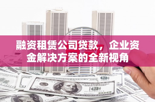 衡阳融资租赁公司贷款，企业资金解决方案的全新视角
