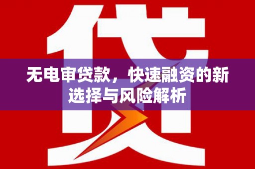 衡阳无电审贷款，快速融资的新选择与风险解析